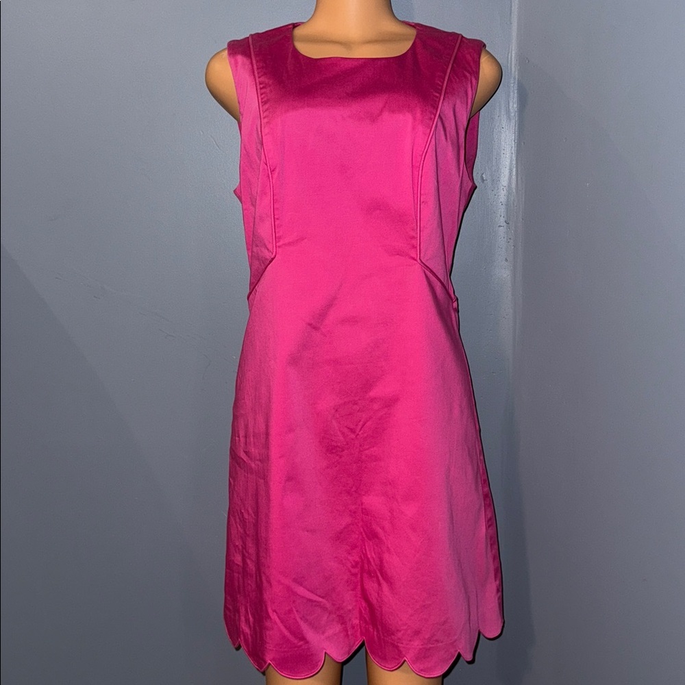 Julie Brown NYC Hot Pink Scalloped Hem Shift Dress | Size 8 - Picture 1 of 7